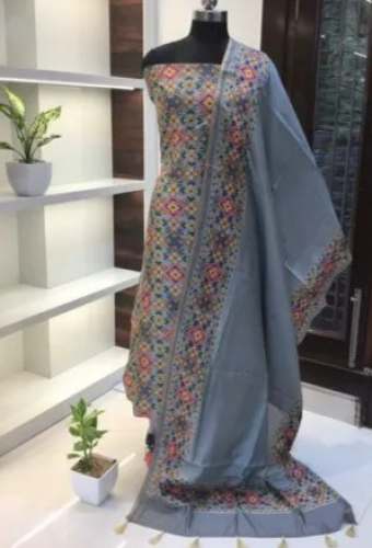 Printed Chanderi Silk Suit Unstitched by NEELAM SAREE HOUSE