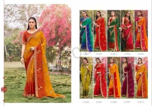 Ridham Brand Raslila Chiffon Saree  by Ridham Fashions Private Limited