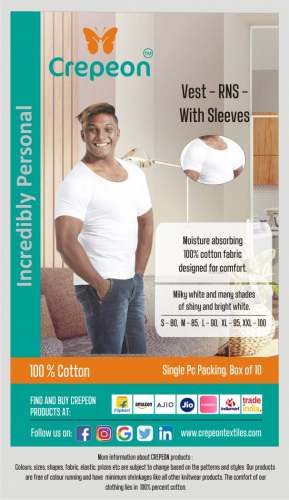Crepeon Mens Vest RNS - Half sleeve by Crepeon Textiles LLP