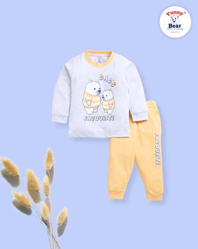Funny Bear Baby Boys and Girls Full Sleeves Tshirt and pant clothing set