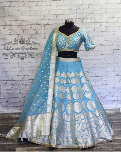 Banarasi Unstitched organza silk Lehanga Choli 