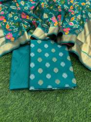 Fancy Silk Butti Resham Thread Banarasi Dress Material 