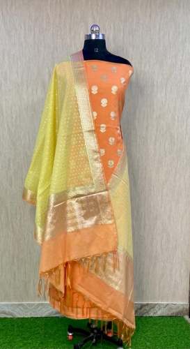 Latest Mercerised Banarasi Silk Dress Material 