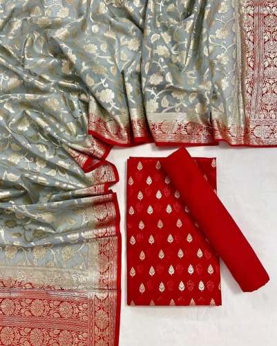Trendy Pure Chanderi Lorex Weaving Banarasi Dress Material 