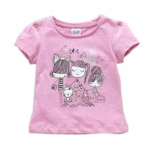 Kids Girls Half Sleeve Pink Color Top by Shubham Enterprises