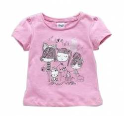 Kids Girls Half Sleeve Pink Color Top