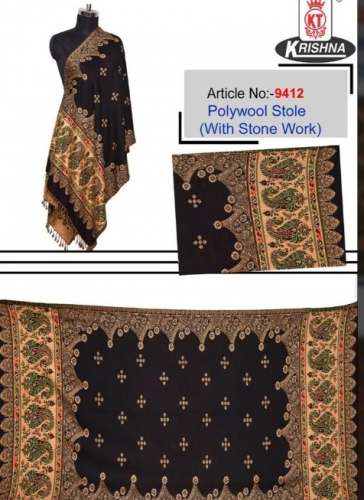 Pollywool Stone Work Ladies Stole by Suhail And Company