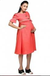Coral Elegant Maternity Feeding Dress
