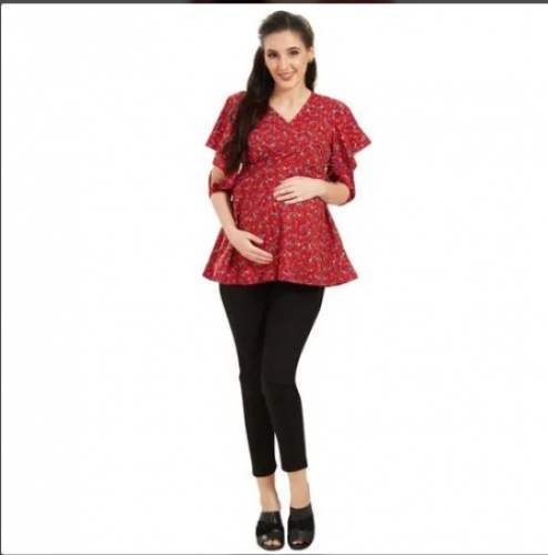 Maroon Nursing Overlap Tie-up Top by Ketki Dalal