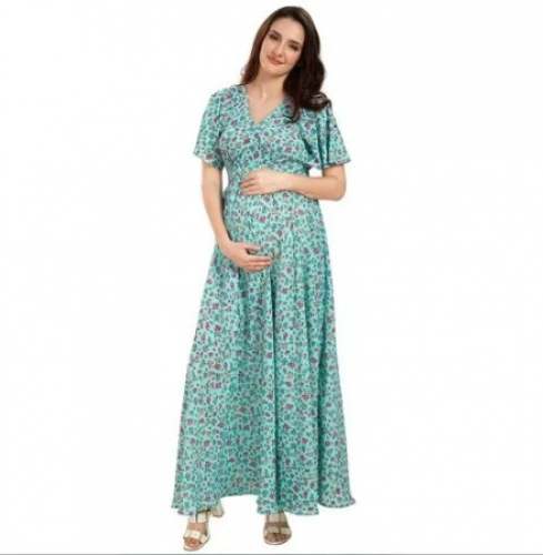 Sea Green Long Dress With Attached Belt by Ketki Dalal