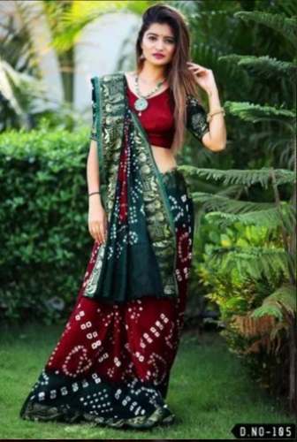 Ladies Fancy Art Silk Bandhani Saree   by Raj Bandhani Works