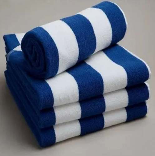 Blue And White Stripe Bath Towel by Avior Industries Pvt Ltd