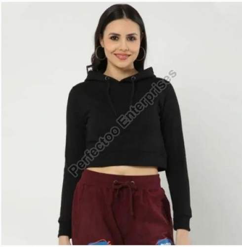 Ladies Cotton Crop top Hoodies