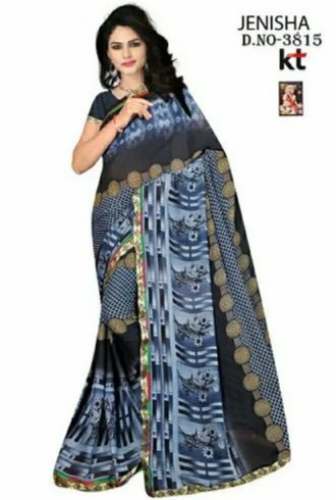 Women Georgette Saree With Border Blouse piece by Rotomac Silk Mills