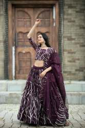 Enchanting Designer Tebby-Silk Wine Color Lehenga choli with Dupatta