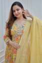 Floral Print Yellow Alia Cut Kurti Set thumb 1