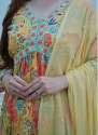 Floral Print Yellow Alia Cut Kurti Set thumb 2