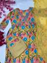 Floral Print Yellow Alia Cut Kurti Set thumb 4