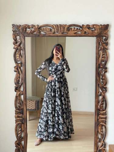 Fox Georgette Maxi Dress With dupatta Pair