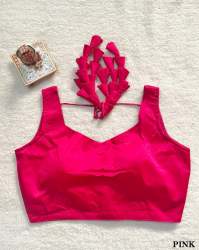 Malai Satin Raw Silk Sleeveless Readymade Blouse