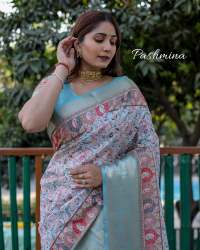 Premium Pashmina Digital Printed soft Dolla silk sarees