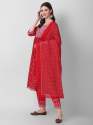 RED NAIRA CUT KURTI WITH PANT AND DUPATTA SETS thumb 2