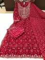 RED NAIRA CUT KURTI WITH PANT AND DUPATTA SETS thumb 4