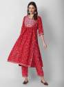 RED NAIRA CUT KURTI WITH PANT AND DUPATTA SETS thumb 5