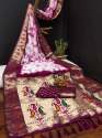 Zari Gold and Minakari Weaving Shibori Print Paithani Border Saree thumb 4