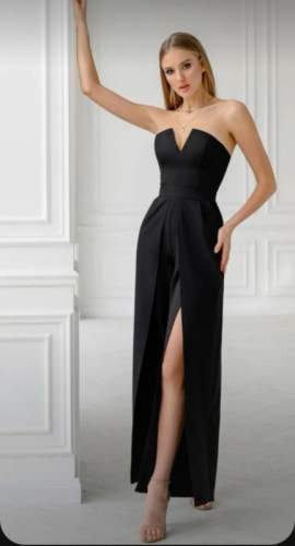 Female Black Color Strapless Jumpsuit by Raika Fashion