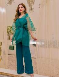 Ladies Green Color Partywear Co-ord Set 