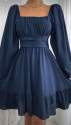 Ladies Party Wear Plain Flare Sleeve Blue Dress