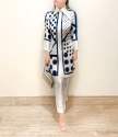 Ladies White And Blue Comfortable Printed Co-ord Set 