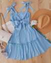 Party Wear Shoulder Tie Ruffle One Pices Dress 
