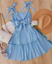 Party Wear Shoulder Tie Ruffle One Pices Dress 