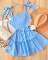 Party Wear Shoulder Tie Ruffle One Pices Dress  thumb 1