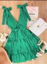 Party Wear Shoulder Tie Ruffle One Pices Dress  thumb 3