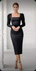 Square Neck Bodycon One Pices Dress 