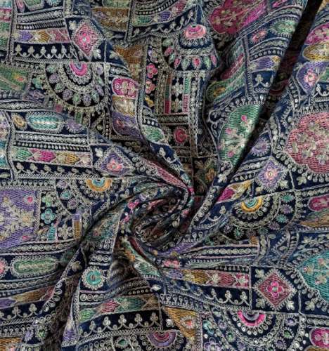 Beautiful Velvet Embroidered Fabric  by The Design Cart