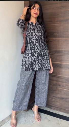 Black Color Viscose Rayon Printed Casual Cord Set For Ladies  by Shinisha