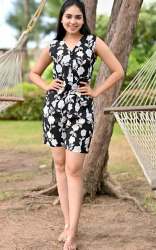 Ladies Black Color Cotton Digital Print Cord set 