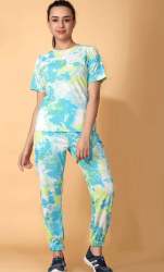 Multi Color Cotton Lycra Night Wear Cord Set For Ladies 