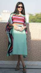 Boat Neck Printed Short Kaftan For Ladies 