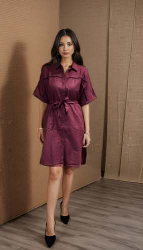 Ladies Occasion Wear Oversized shirt dress with belt  by No Labels