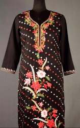 aari work embroidered kurti with new designer paisleys pattern