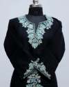 Charcoal black kashmir aari work designer embroidered woollen kurti thumb 1