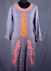 Grey colour embroidered kurti with new designer paisleys pattern