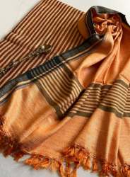 Pure Geecha Silk Tussar Striped Handloom Dress Material