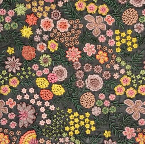 Fancy Embroidery Multi Color Georgette Fabric by Zarinama