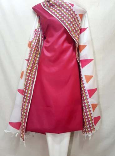 Handloom Tussar Silk Hand Block Printed Dress Material by Leheriya